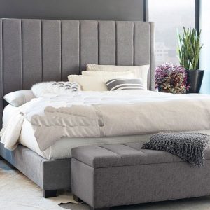 Noah Lined Upholstered Wingback Bed Frame